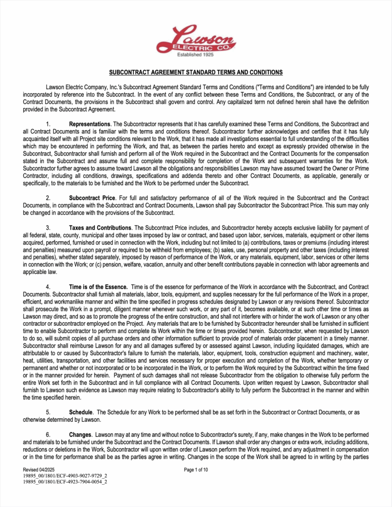 Subcontractor Agreement